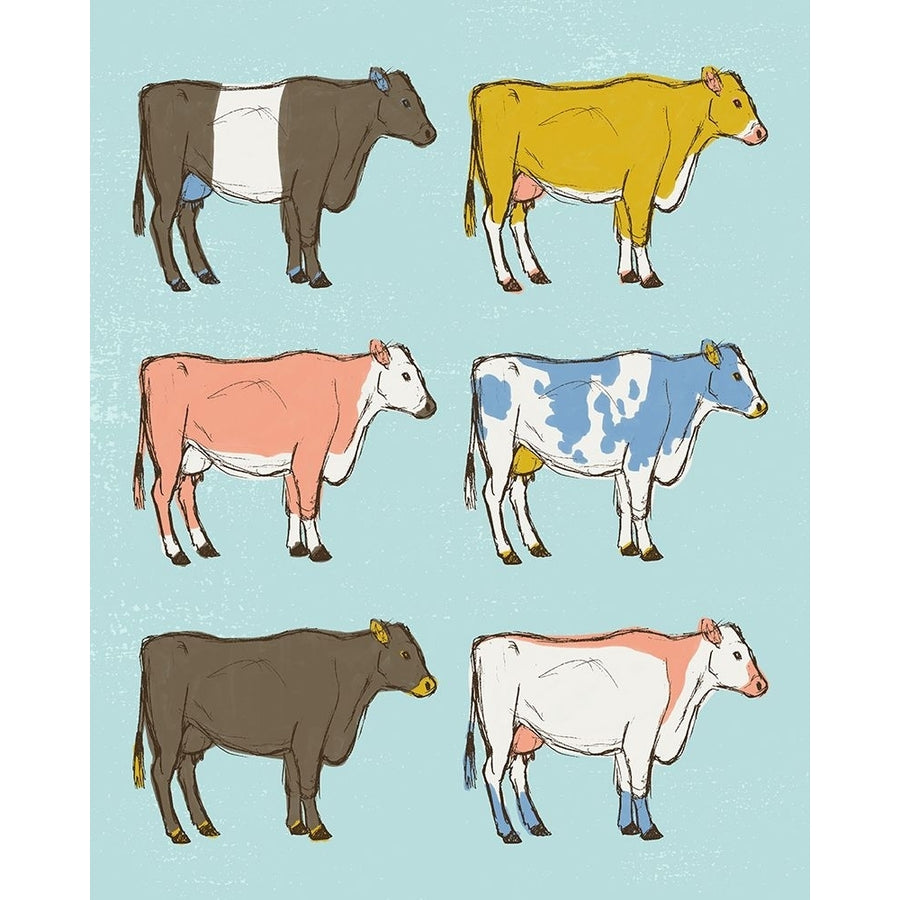 Mid Century Farm - Cattle - Neutral Poster Print - Art Group Circle-VARPDX2555338 Image 1