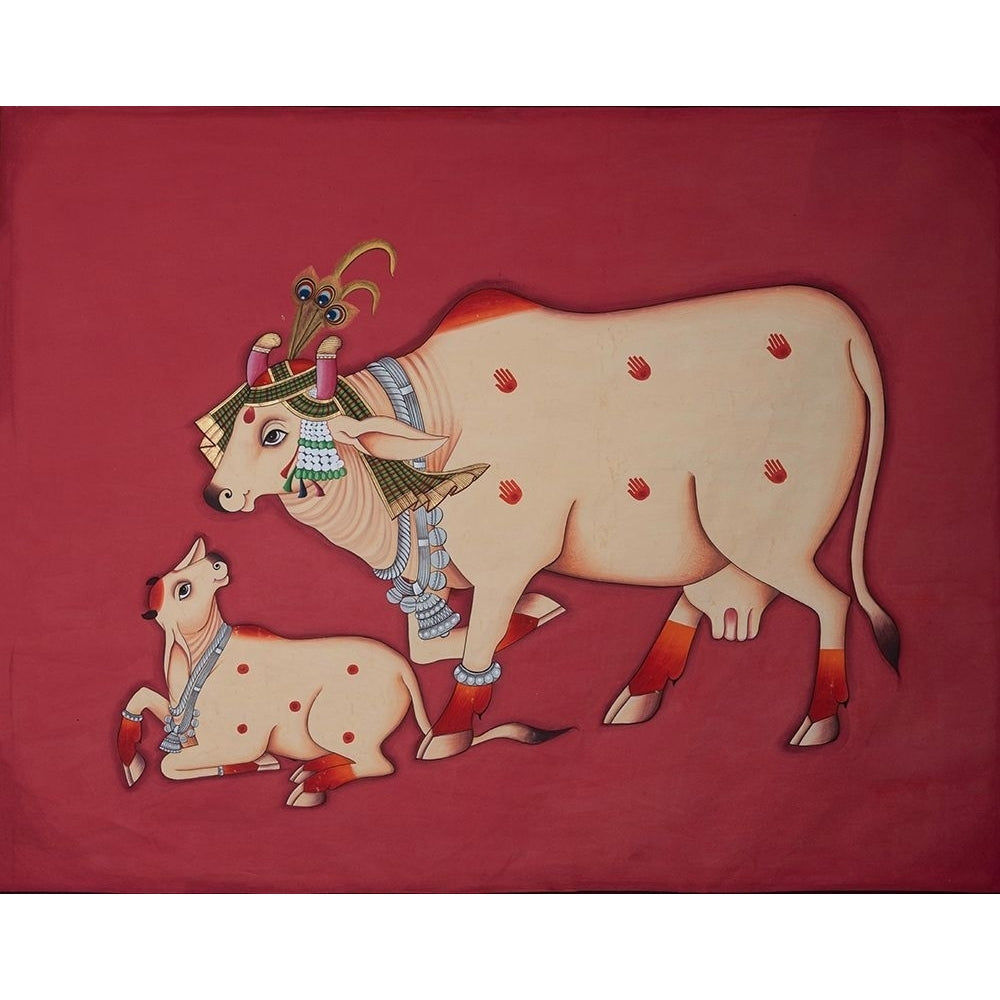 KAMDHENU COW AND CALF PAINTING Poster Print - Studio Imagineers-VARPDX2562896 Image 1