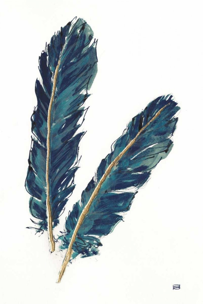 Gold Feathers IV Indigo Poster Print by Chris Paschke-VARPDX26438 Image 1