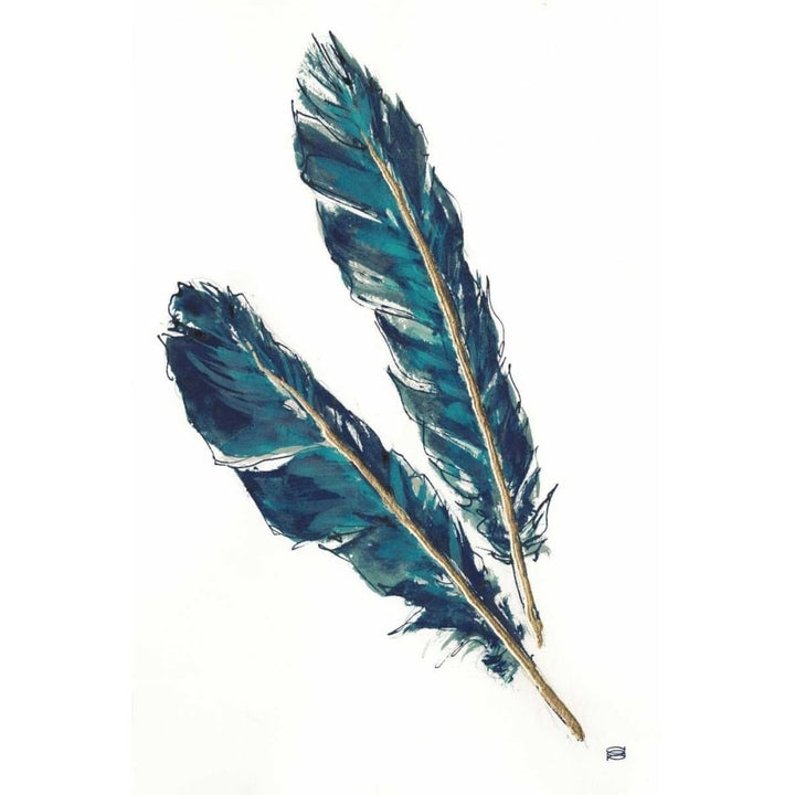 Gold Feathers III Indigo Poster Print by Chris Paschke-VARPDX26437 Image 1