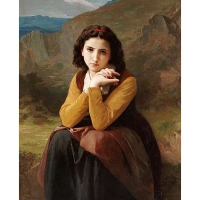 Reflective Beauty. Mignon Pensive Poster Print by William-Adolphe Bouguereau-VARPDX264620 Image 1