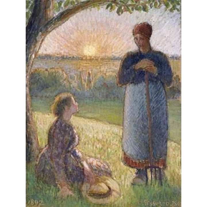 Country Women Chatting Sunset Eragny Poster Print by Camille Pissarro-VARPDX265348 Image 1