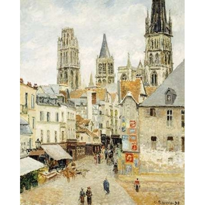 Rue De LEpicerie In Rouen On a Gray Morning Poster Print by Camille Pissarro-VARPDX265353 Image 1