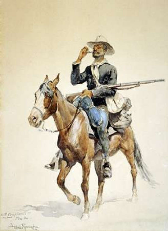 A Mounted Infantryman Poster Print by Frederic Remington-VARPDX265407 Image 1