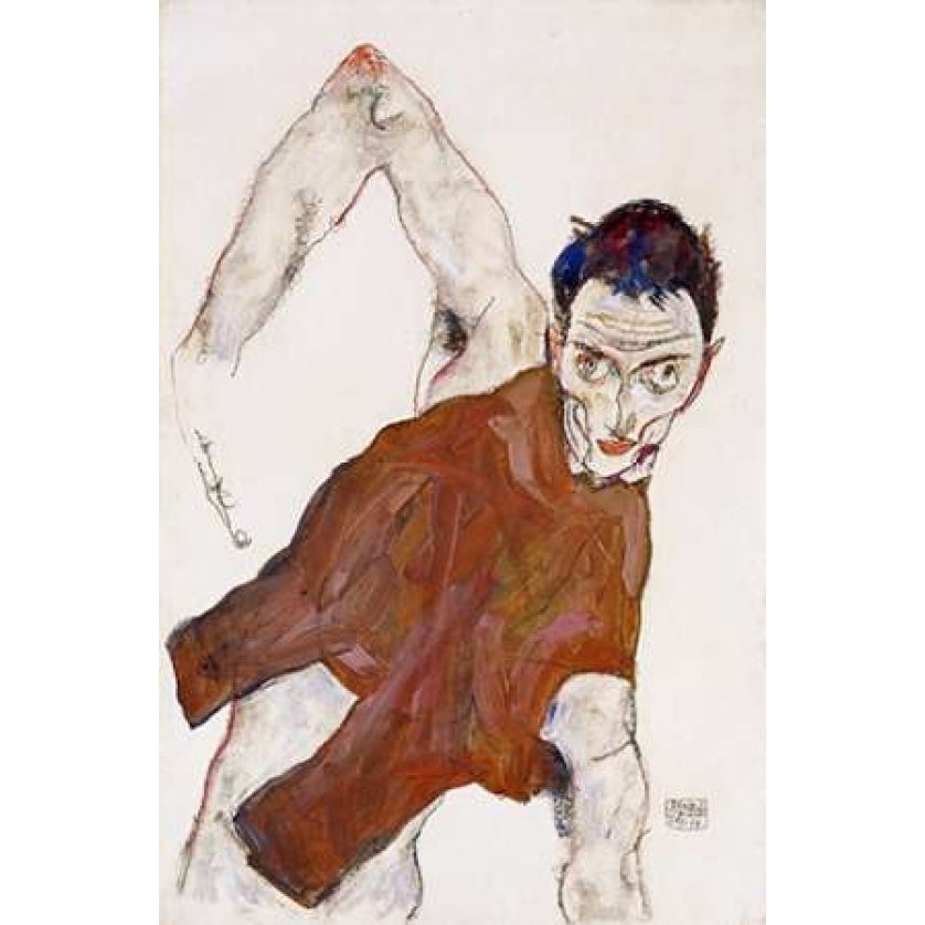 Self Portrait In a Jerkin Poster Print by Egon Schiele-VARPDX265506 Image 1