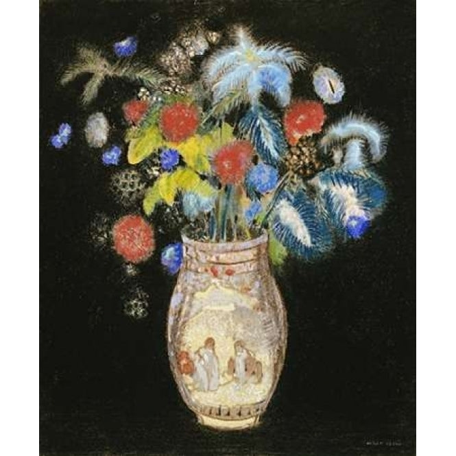 Large Bouquet on a Black Background Poster Print by Odilion Redon-VARPDX265396 Image 2