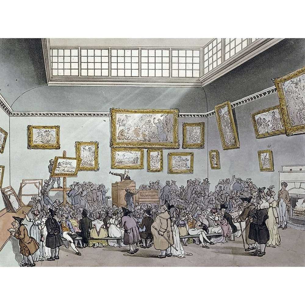 Colored Aquatint of Christies Auction Room Poster Print - R. Ackermann-VARPDX265830 Image 1