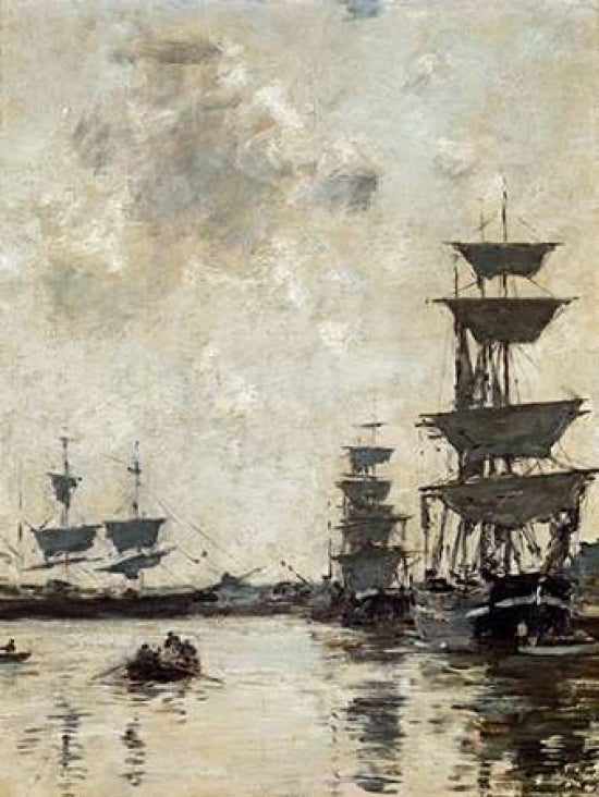 Deauville: Schooners at Anchor Poster Print by Eugene Boudin-VARPDX265977 Image 1