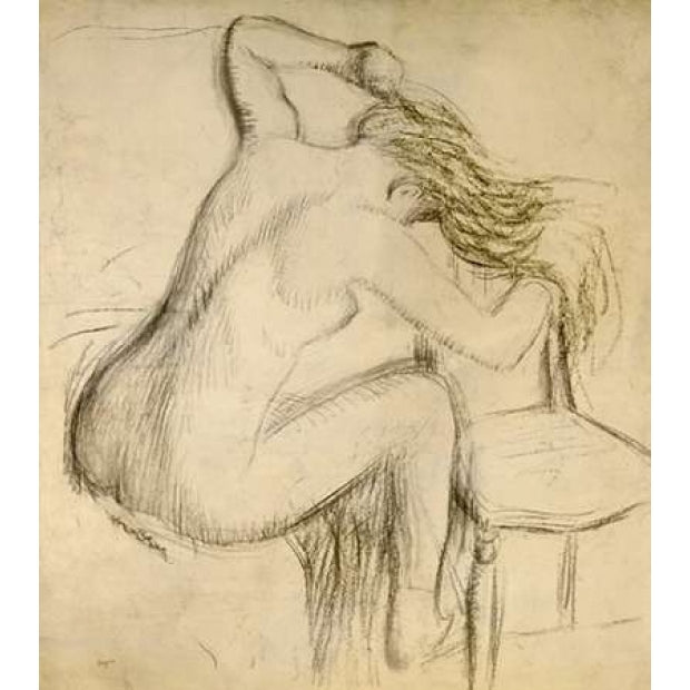 A Seated Woman Styling Her Hair Poster Print by Edgar Degas-VARPDX266189 Image 1