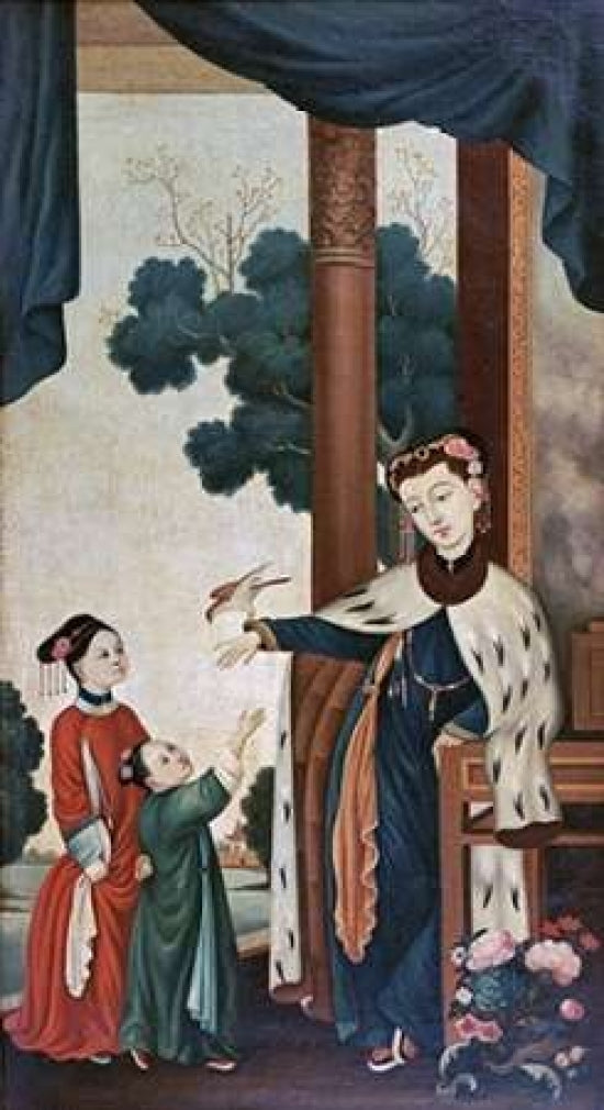 A Mandarins Wife With Their Two Daughters Poster Print by Chinese School -VARPDX266072 Image 1