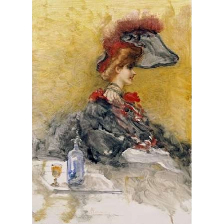 The Red Feathered Hat Poster Print by Pompeo Mariani-VARPDX266837 Image 2