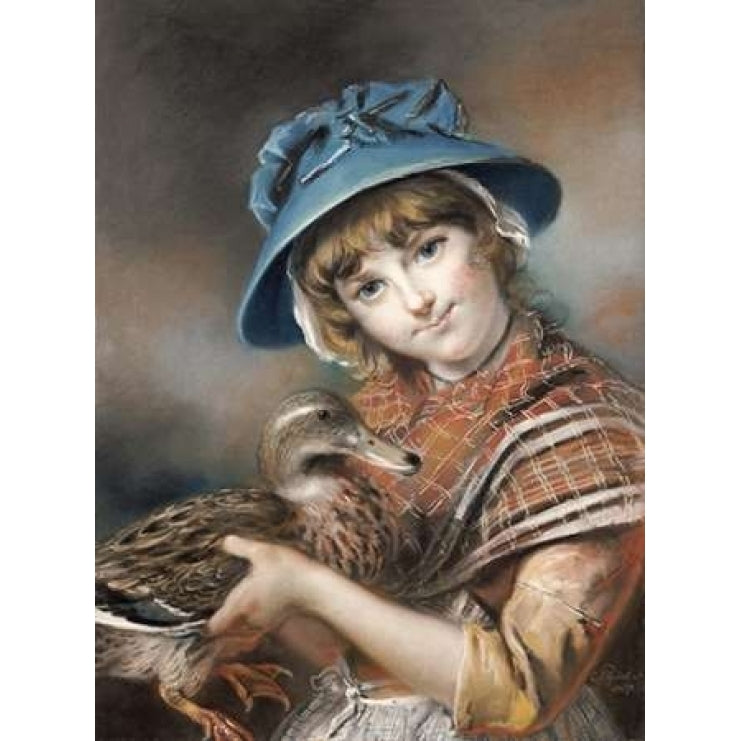 A Market Girl Holding a Mallard Duck Poster Print by John Russell-VARPDX267216 Image 1