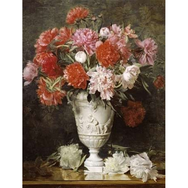 Peonies In a Vase On a Table Poster Print by Gabriel Schachinger-VARPDX267238 Image 1