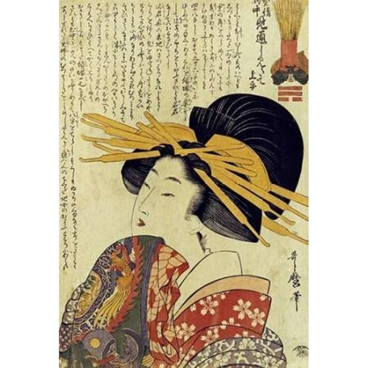 A Courtesan Raising Her Sleeve Poster Print by Kitagawa Utamaro-VARPDX267475 Image 1