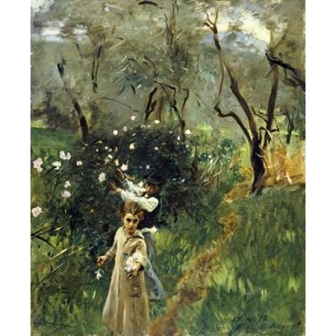 Gathering Flowers at Twilight Poster Print by John Singer Sargent-VARPDX268505 Image 2