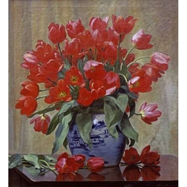 Tulips In a Porcelain Vase Poster Print by Peter Johan Schou-VARPDX268524 Image 1