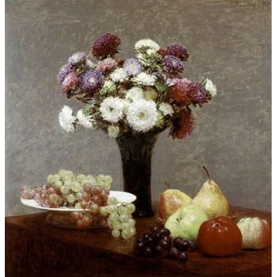 Still Life With Dahlias and Fruit Poster Print by Henri Fantin-Latour-VARPDX277500 Image 1