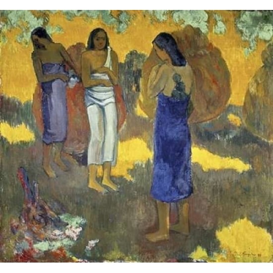 Three Tahitian Women Against a Yellow Background - Trois Tahitiennes sur un Fond Jaune Poster Print by Paul Image 2