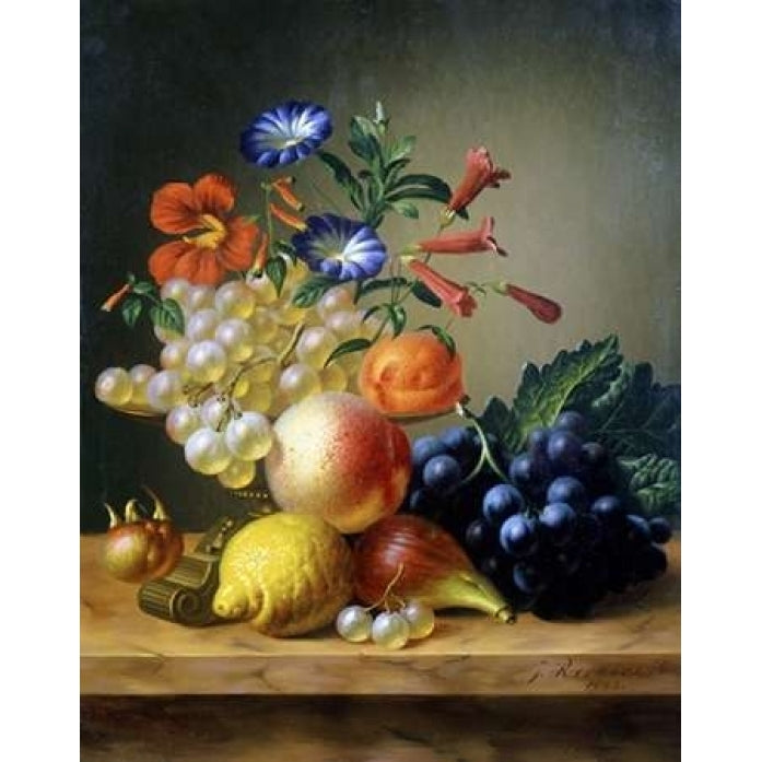 Grapes a Lemon a Fig and other Fruit Poster Print by Johannes Reekers-VARPDX279567 Image 1