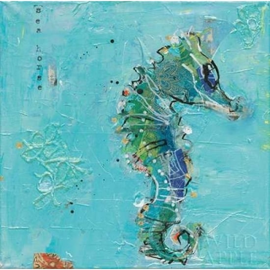 Little Seahorse Blue Poster Print by Kellie Day-VARPDX28182 Image 1