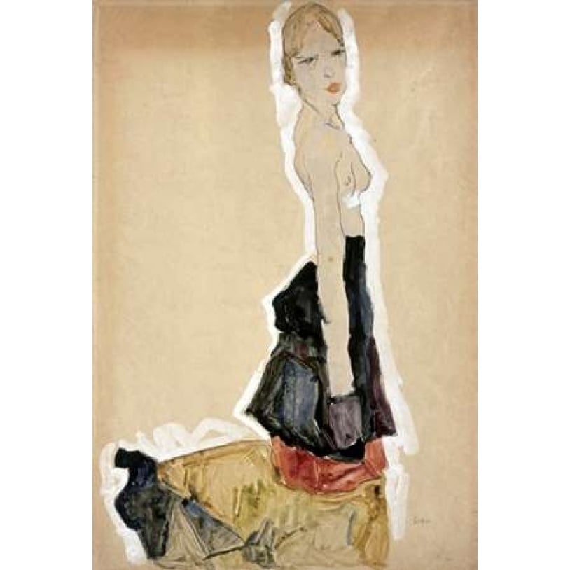 Knieendes Madchen Mit Spanischem Rock Poster Print by Egon Schiele-VARPDX282809 Image 2