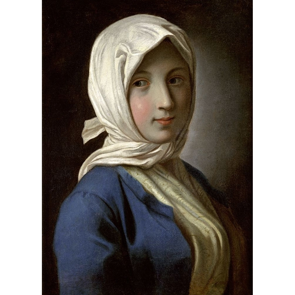 A Girl in a Blue Jacket and White Headscarf Poster Print by Pietro Antonio Rotari-VARPDX282767 Image 1