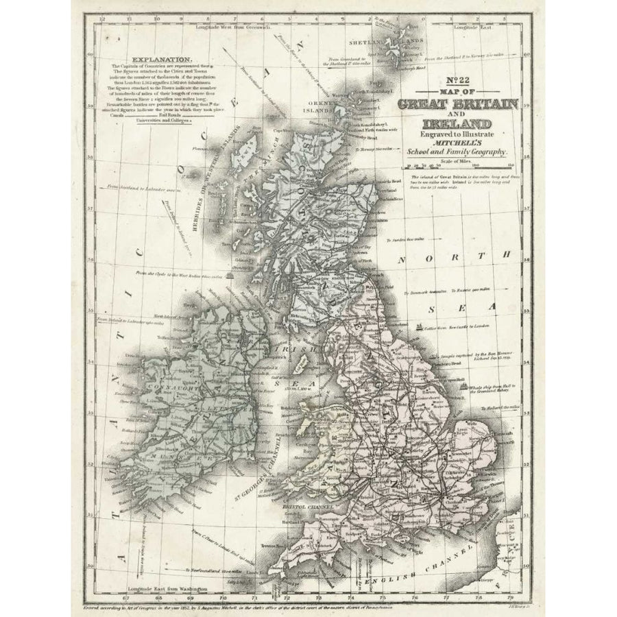 Mitchells Map of Great Britain and Ireland Poster Print - Mitchell-VARPDX28442Z Image 1