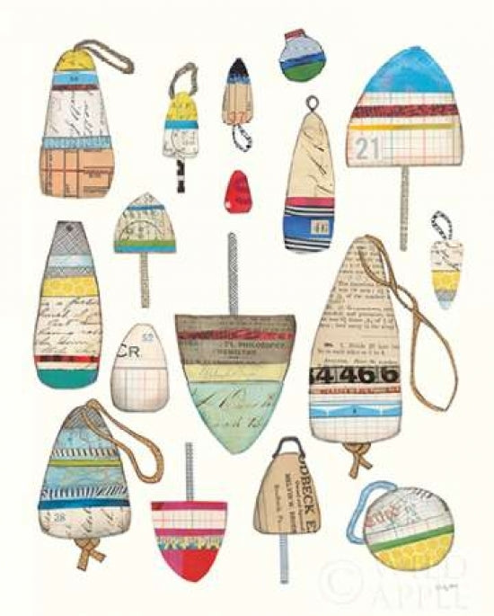 Lobster Buoys on White Poster Print by Courtney Prahl-VARPDX29295 Image 1