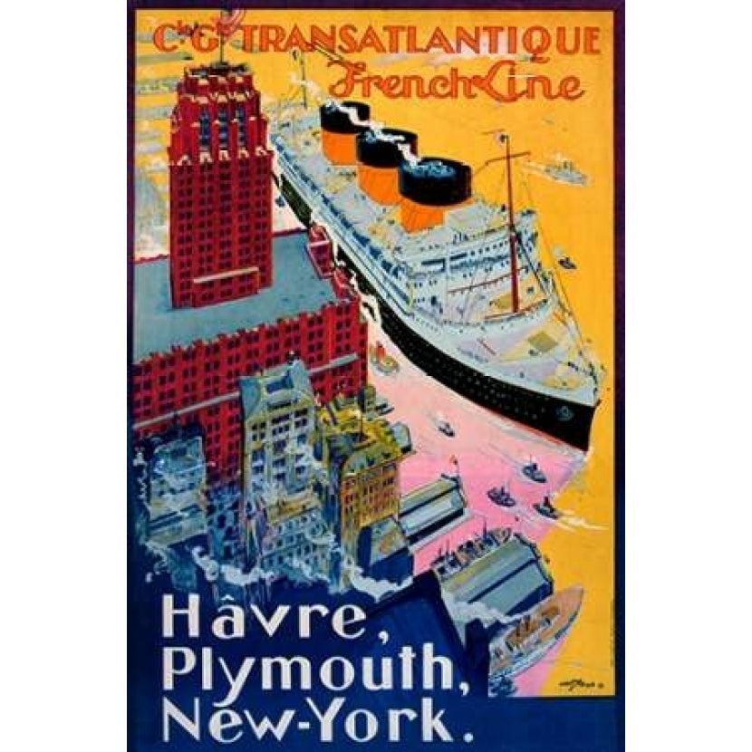 Transatlantique-French Line / Paris-Havre- York Poster Print by Albert Sebille-VARPDX294721 Image 1