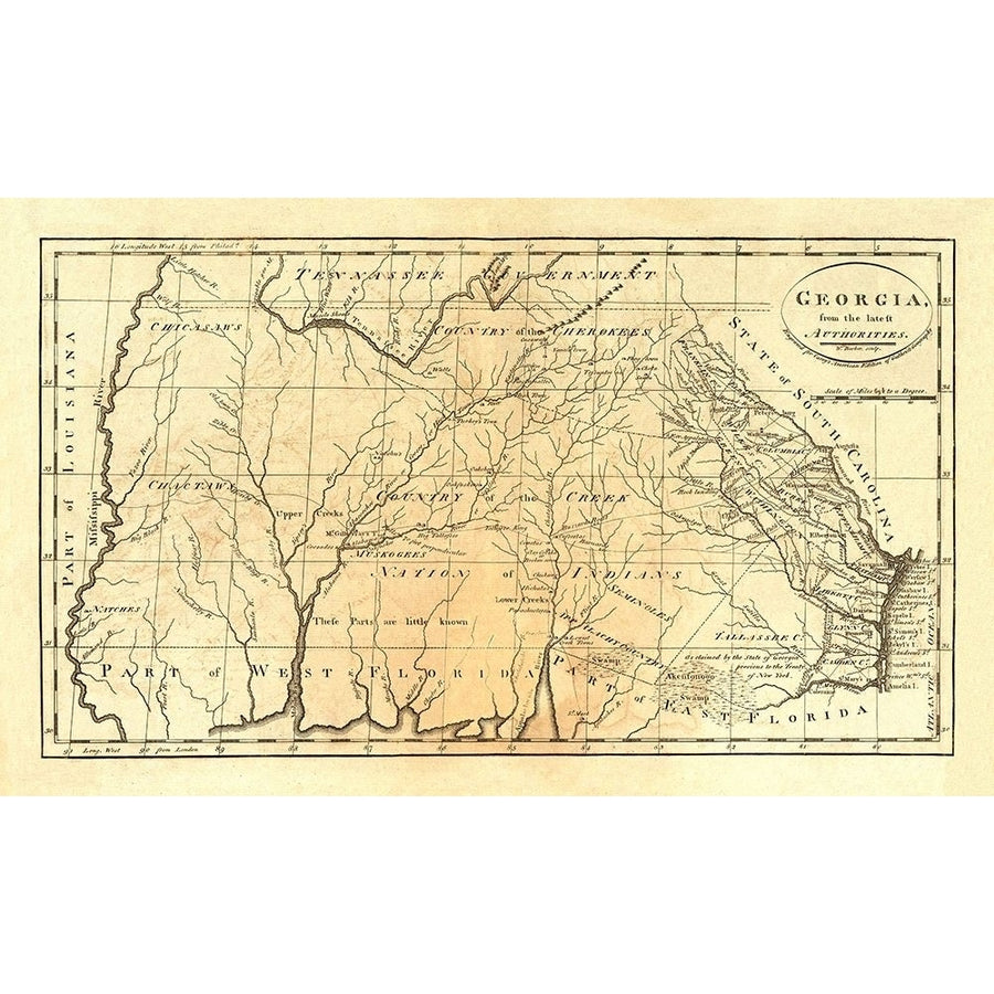 State of Georgia 1795 Poster Print by Mathew Carey-VARPDX295004 Image 1