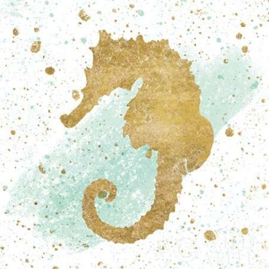 Silver Sea Life Aqua Seahorse Poster Print by Wild Apple Portfolio-VARPDX29851 Image 2