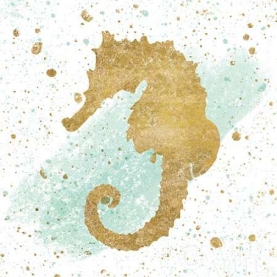 Silver Sea Life Aqua Seahorse Poster Print by Wild Apple Portfolio-VARPDX29851 Image 1