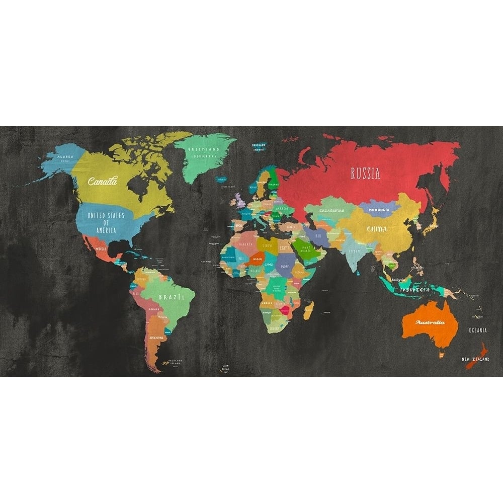 Modern Map of the World - chalkboard-detail by Joannoo-VARPDX2JO5550 Image 1