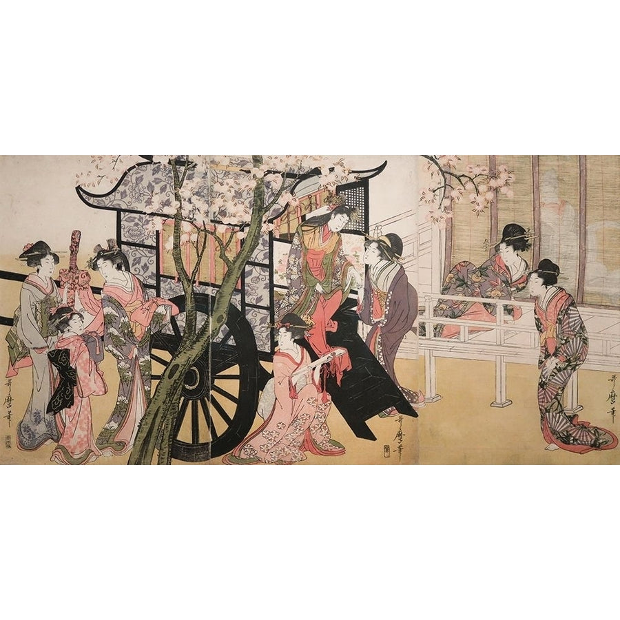 Courtesans admiring cherry blossoms Poster Print by Utamaro Kitagawa-VARPDX2JP5454 Image 1