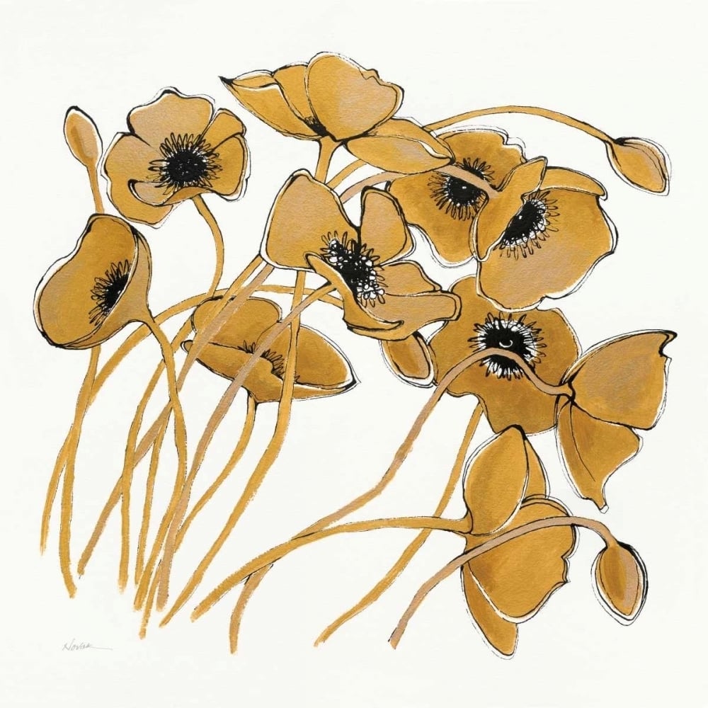 Gold Black Line Poppies II Poster Print by Shirley Novak-VARPDX31255 Image 2