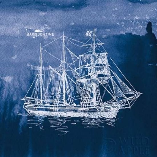 Sailing Ships III Indigo Poster Print by Wild Apple Portfolio-VARPDX32100 Image 1