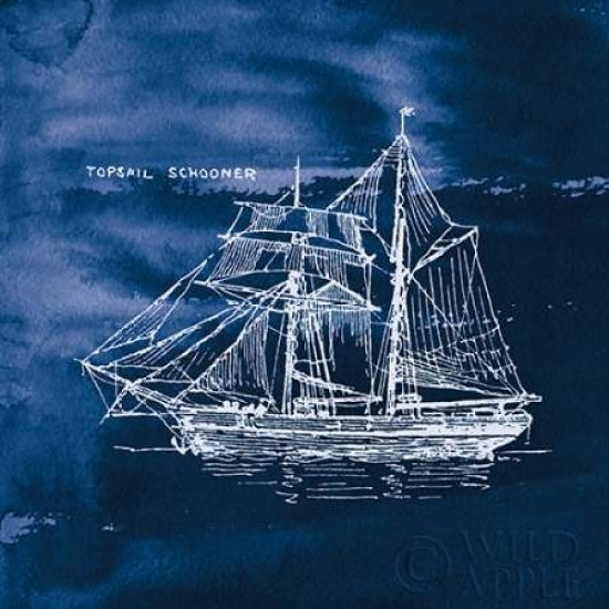 Sailing Ships V Indigo Poster Print by Wild Apple Portfolio-VARPDX32102 Image 1