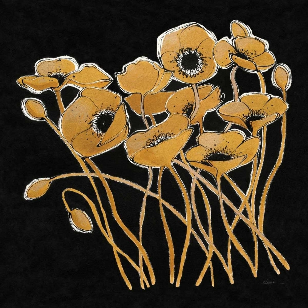 Gold Black Line Poppies I v2 Poster Print by Shirley Novak-VARPDX32381 Image 1