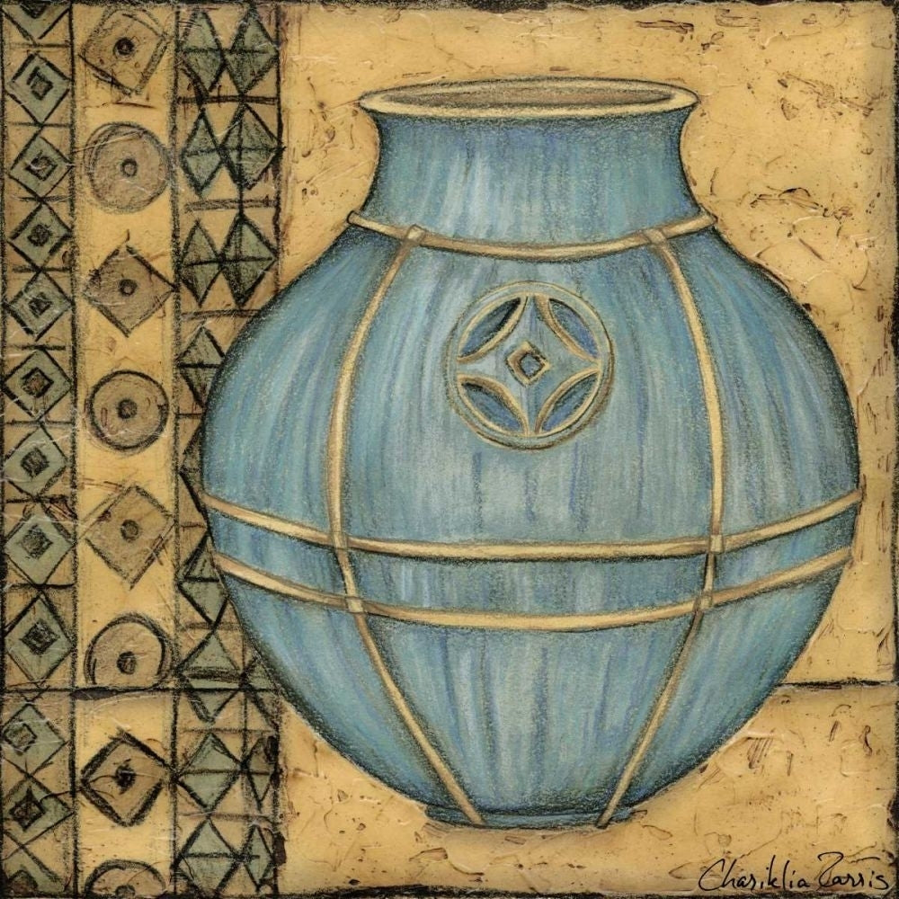 Square Cerulean Pottery I Poster Print - Chariklia Zarris-VARPDX33275D Image 1