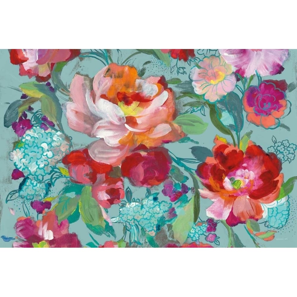 Bright Floral Medley Crop Turquoise Poster Print by Danhui Nai-VARPDX33272 Image 1