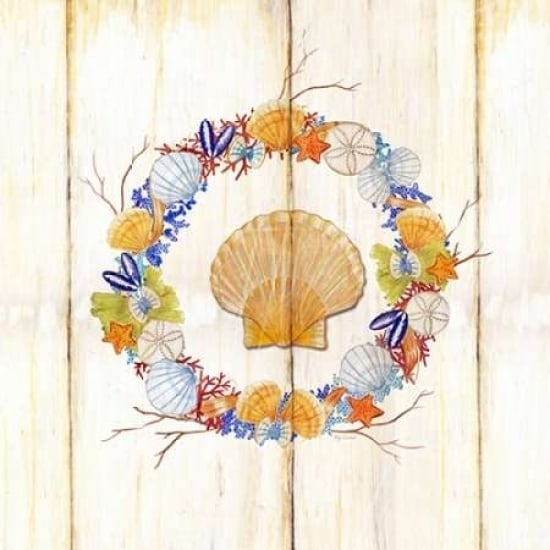 Coastal Wreath and Shell 4 Poster Print by Mary Escobedo-VARPDX331ESC1894 Image 1