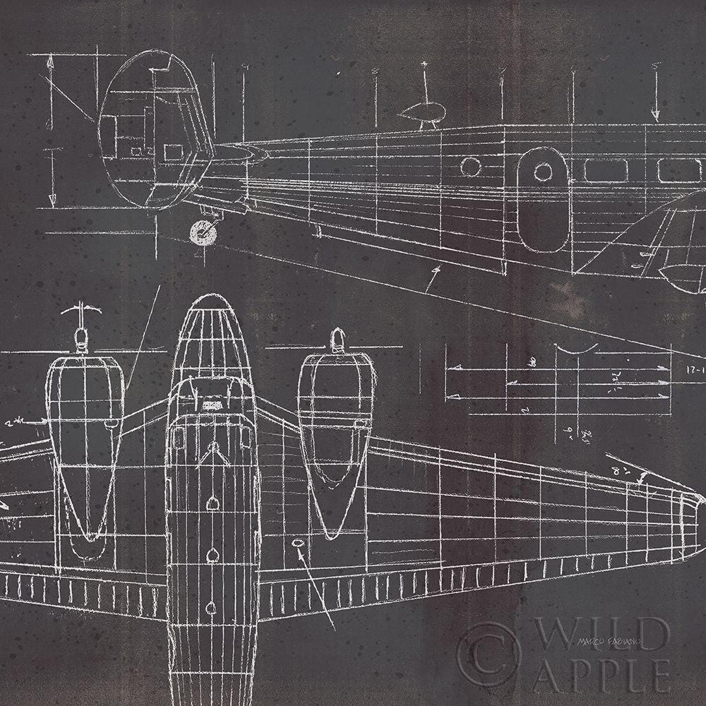 Plane Blueprint Ii No Words Post Poster Print by Marco Fabiano-VARPDX33824 Image 1