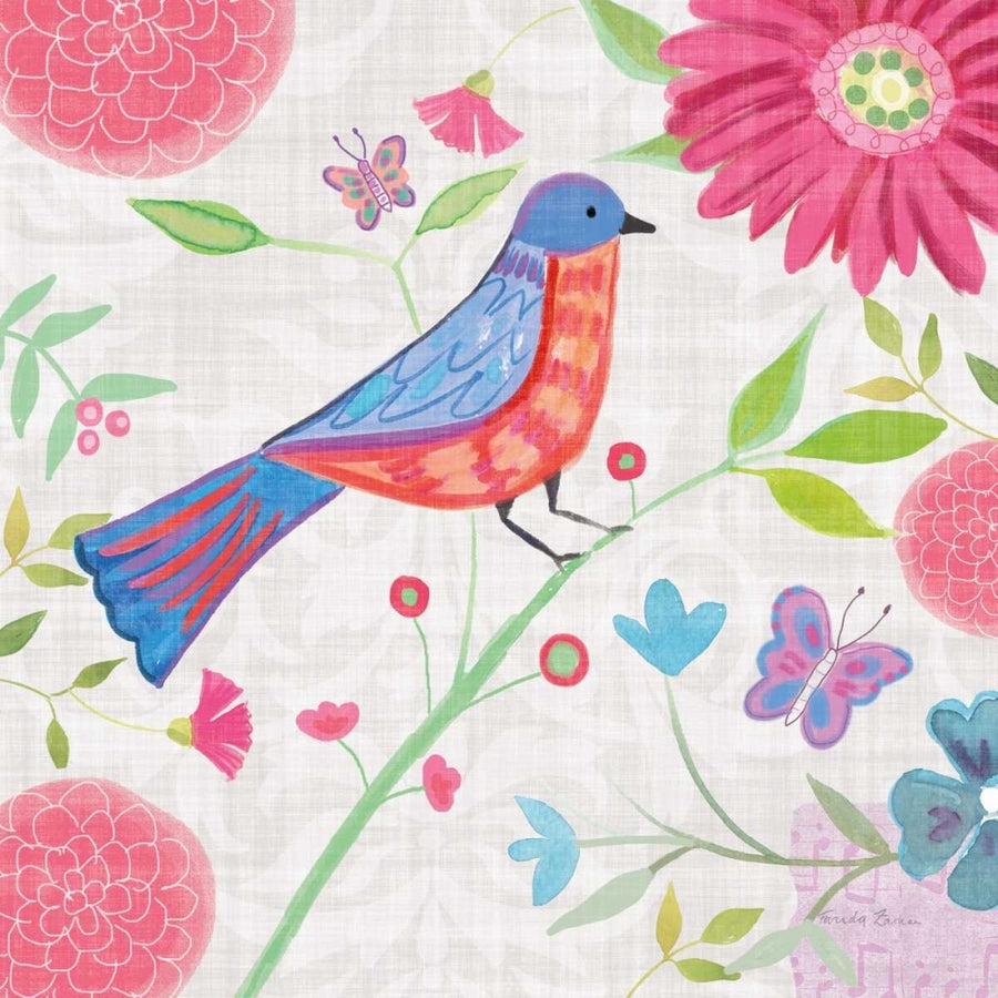 Damask Floral and Bird II v2 Poster Print by Farida Zaman-VARPDX34044 Image 1