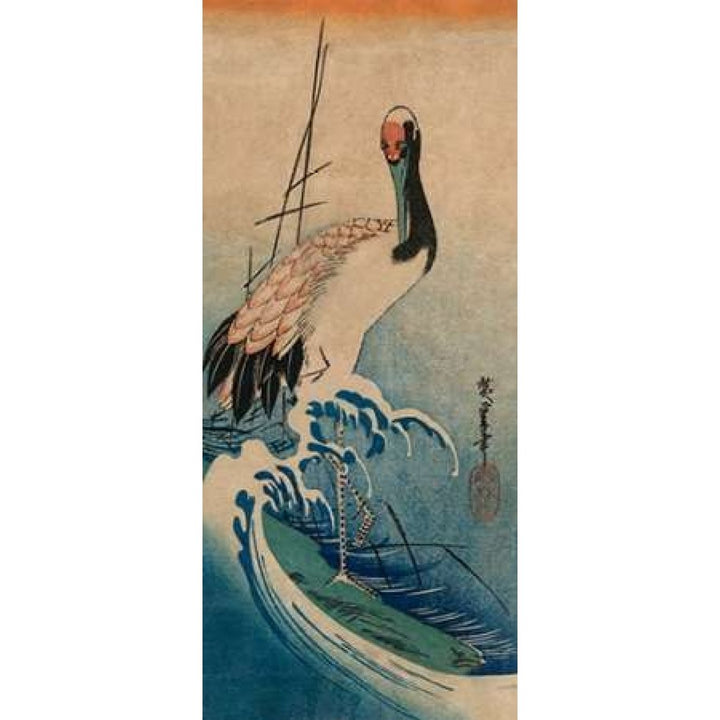 Crane in Waves 1833 Poster Print by Ando Hiroshige-VARPDX341618 Image 2