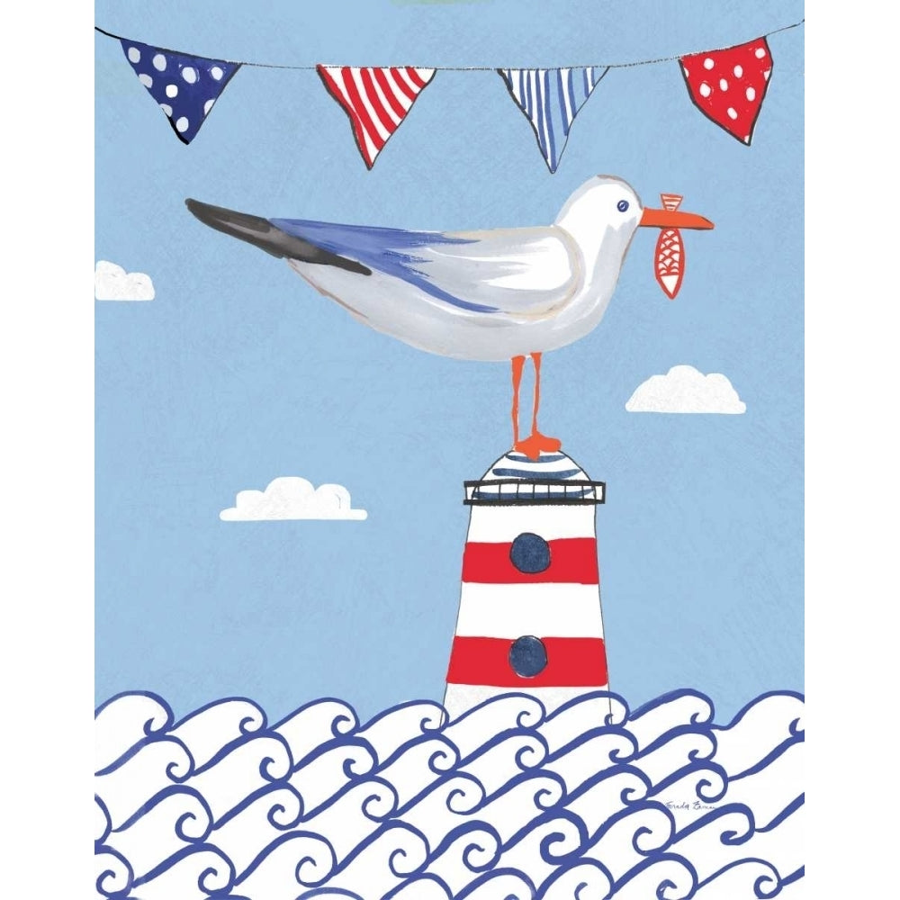 Coastal Bird I Flags on Blue Poster Print by Farida Zaman-VARPDX34172 Image 2