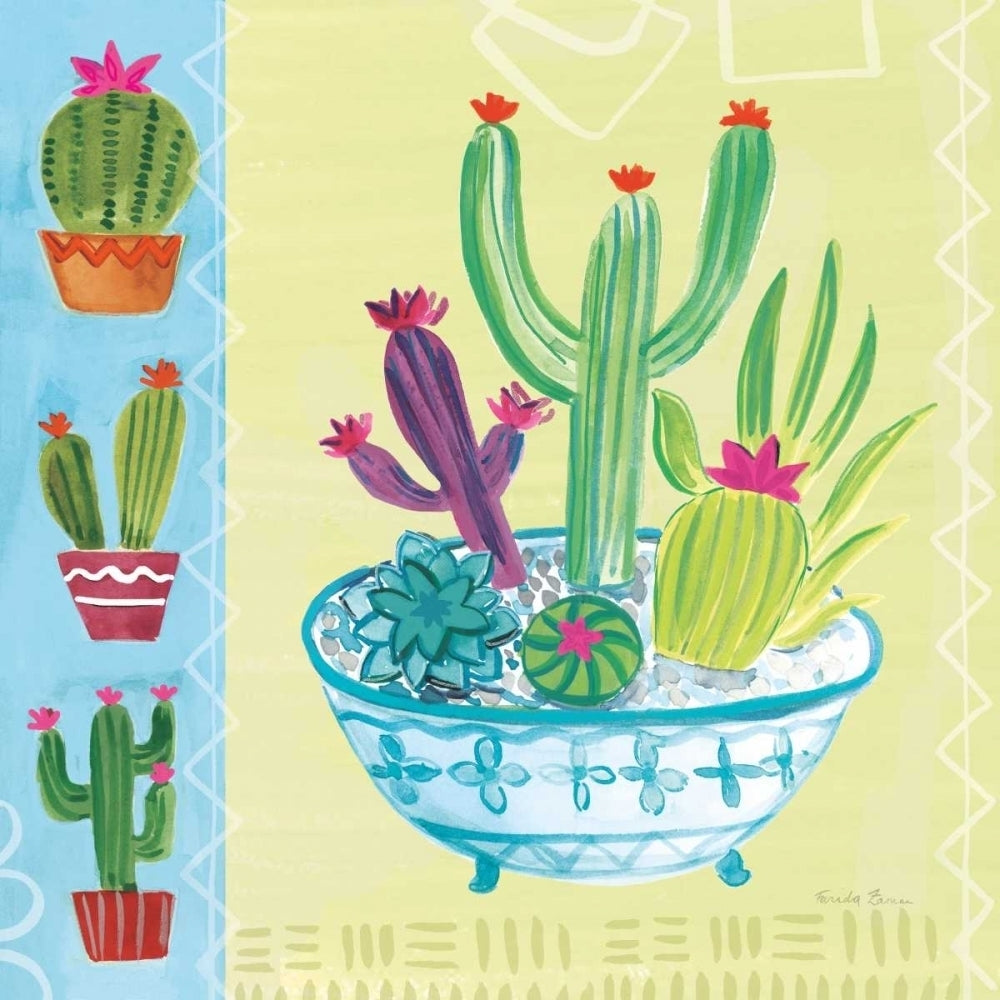 Cacti Garden III no Birds and Butterflies Poster Print by Farida Zaman-VARPDX34184 Image 2