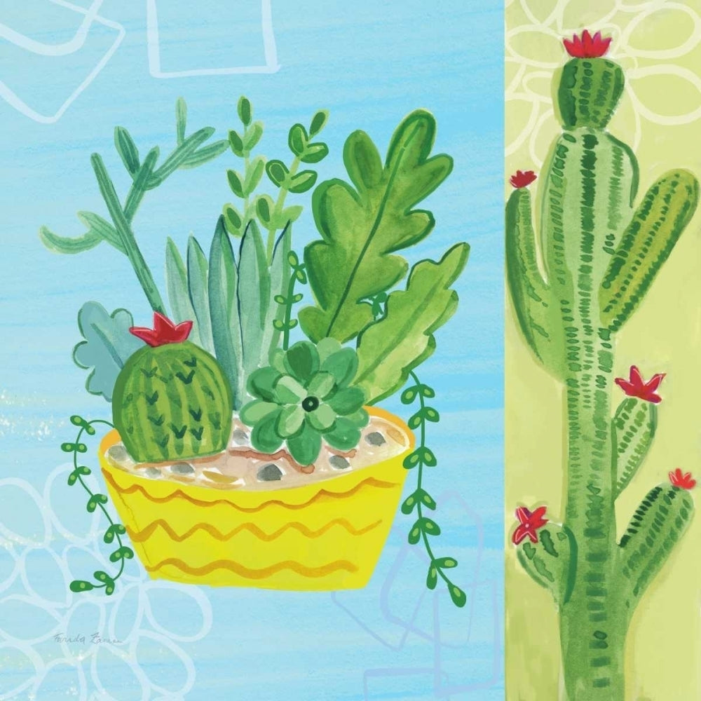 Cacti Garden IV no Birds and Butterflies Poster Print by Farida Zaman-VARPDX34185 Image 1