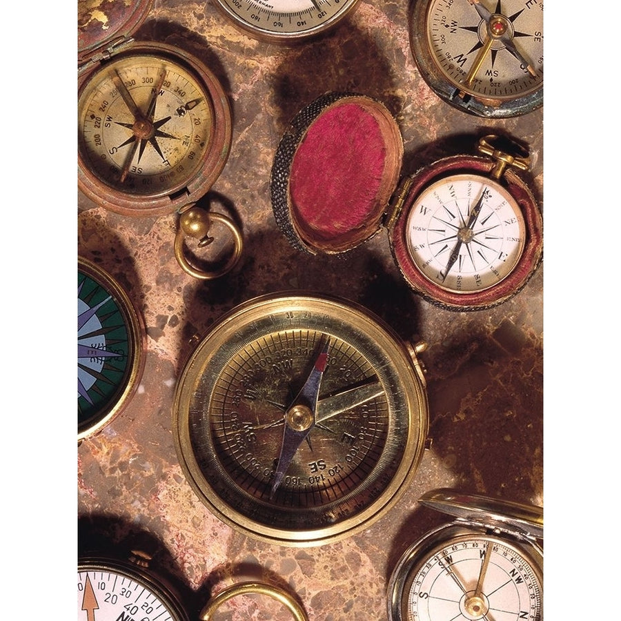 Antique Compass Collage Poster Print - Studio Vision-VARPDX34768D Image 1