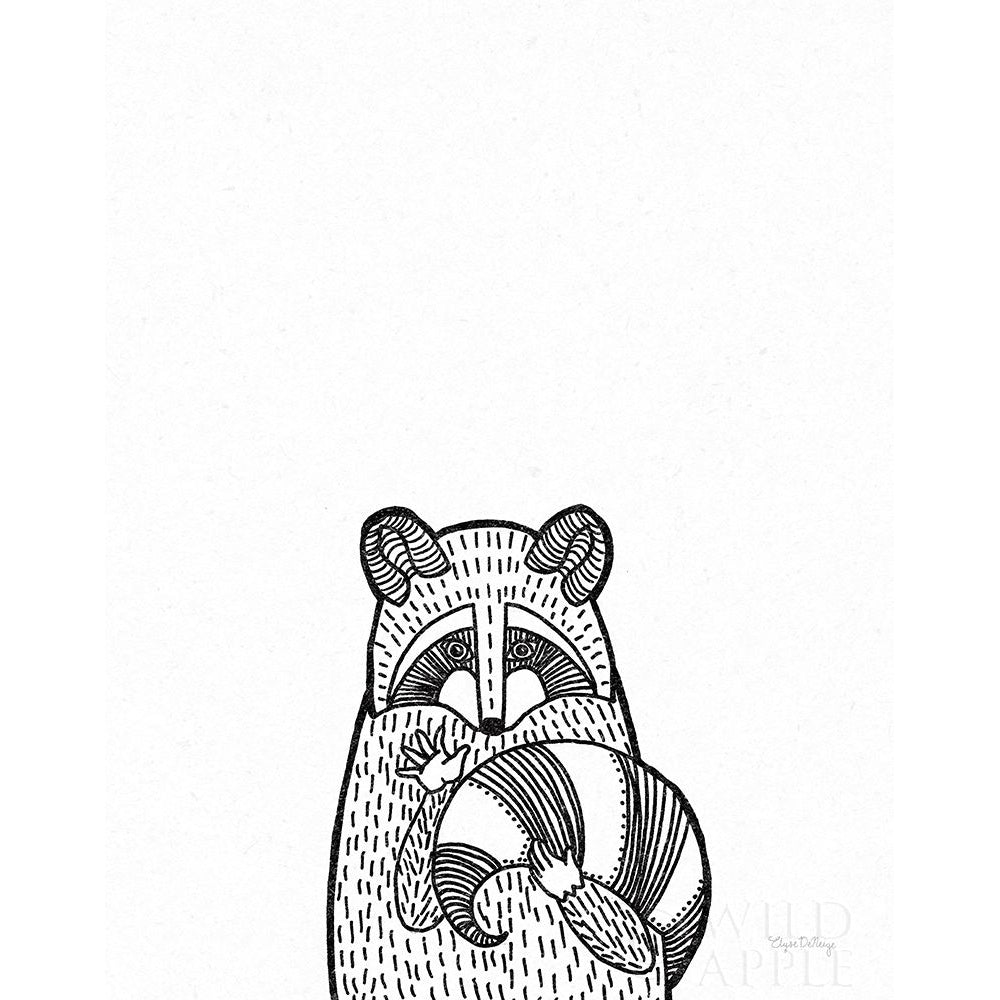 Forest Friends Ii Black And White Raccoon Poster Print by Elyse DeNeige-VARPDX35141 Image 1