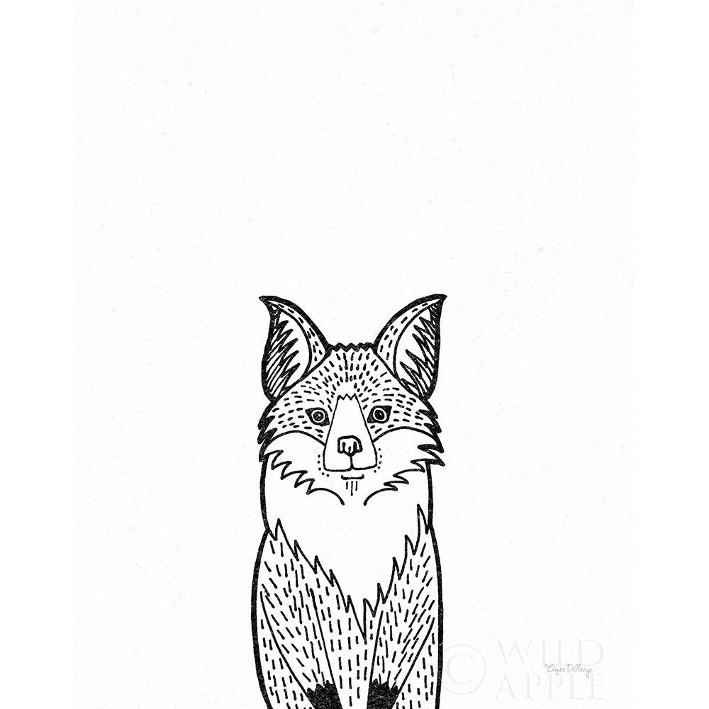 Forest Friends I Black And White Fox Poster Print by Elyse DeNeige-VARPDX35140 Image 2